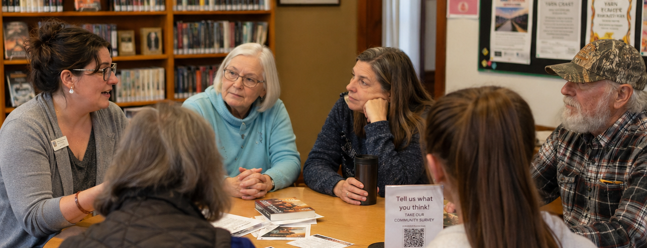 Conversation in a library